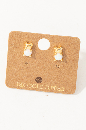 Mini Opal Bear Stud Earrings