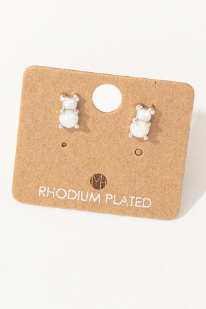 Mini Opal Bear Stud Earrings