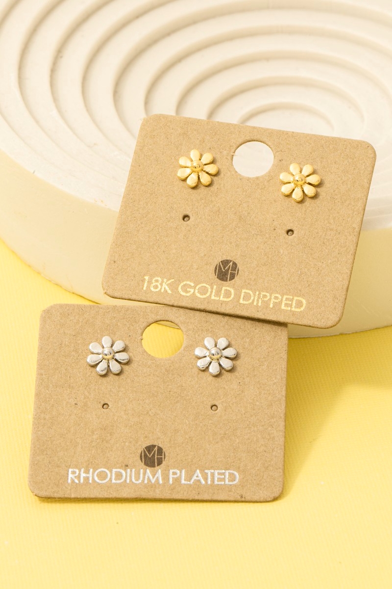 Gold Dipped Mini Flower Stud Earrings