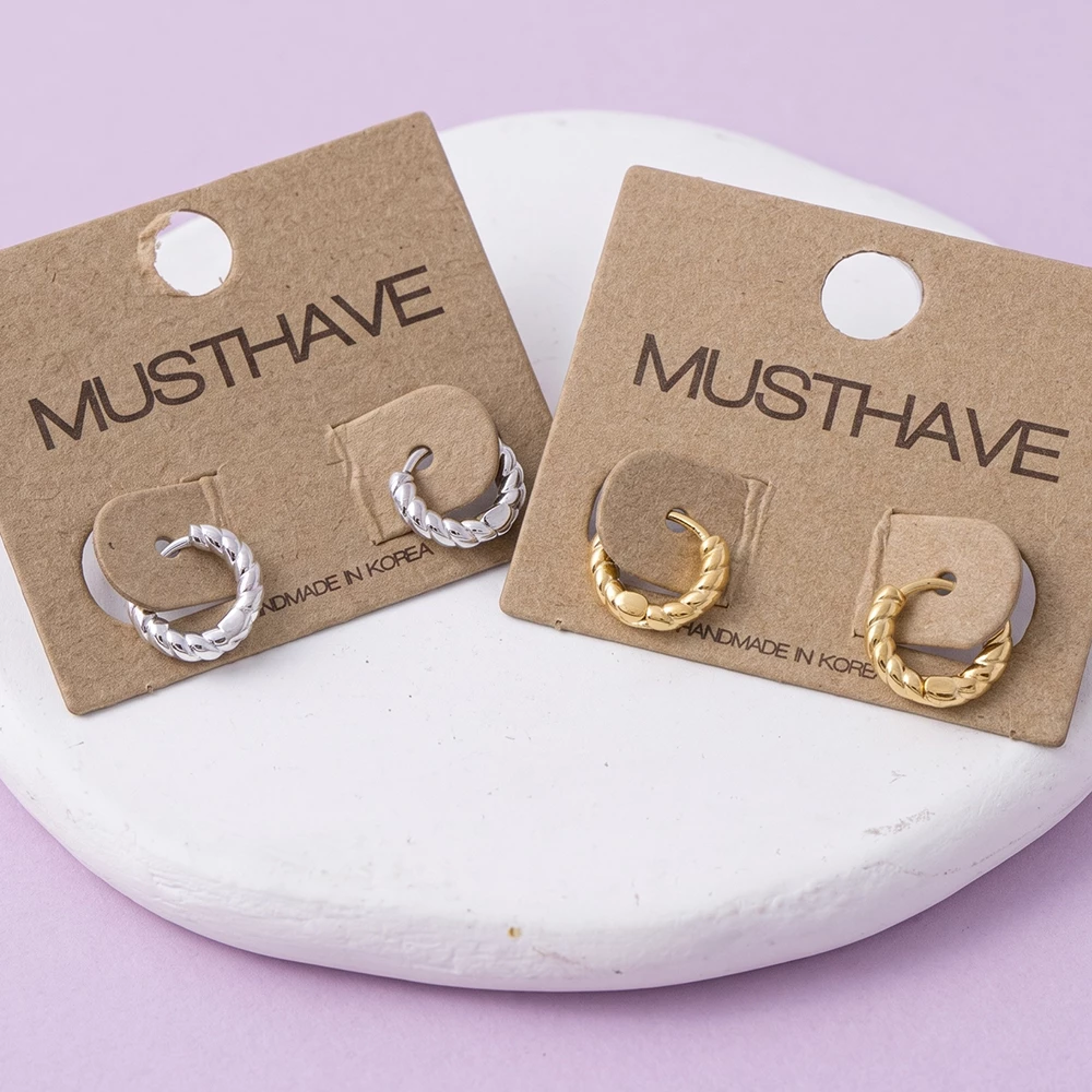 Twisted Rope Huggie Hoop Earrings