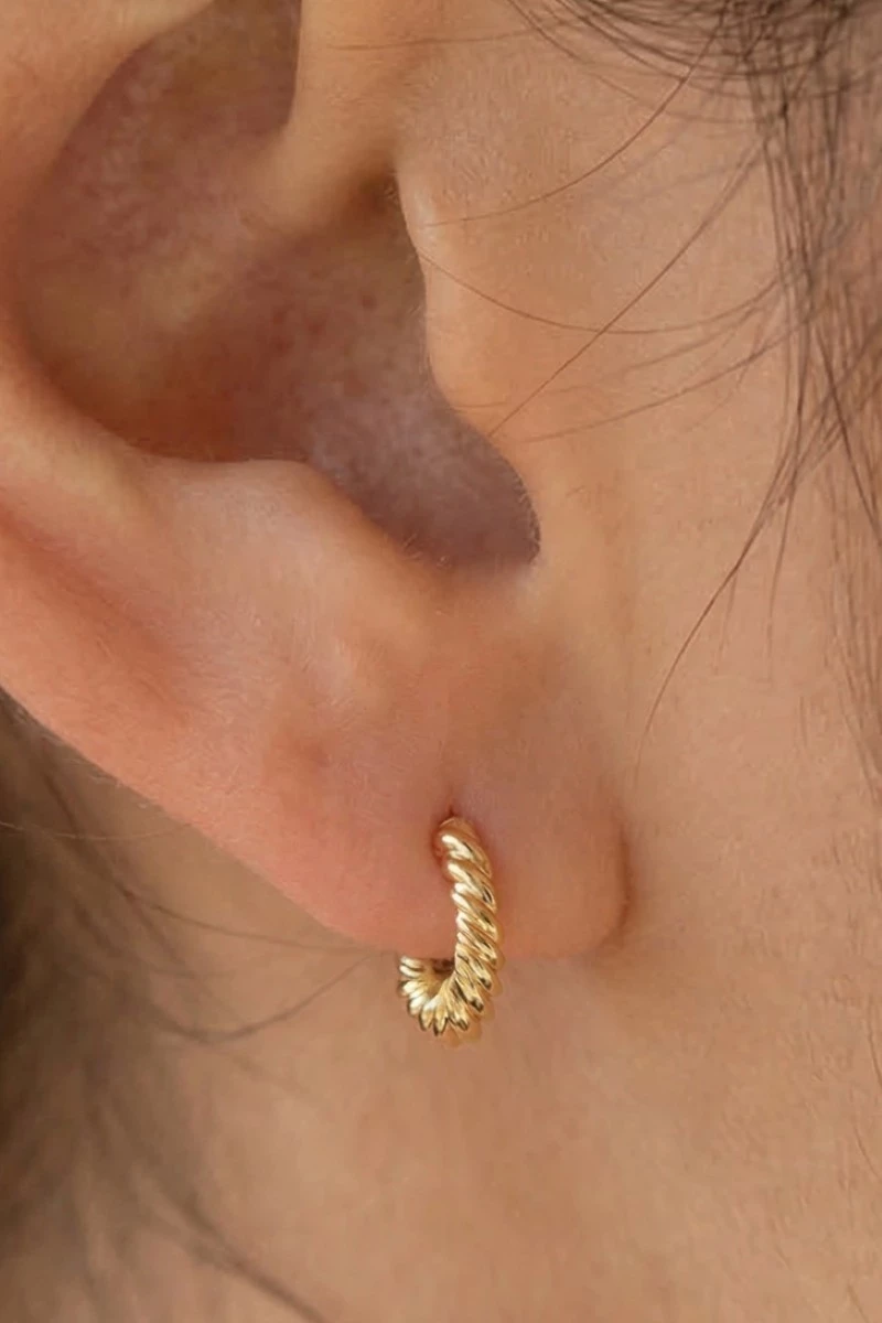 Small Gold Twist Huggie Earrings