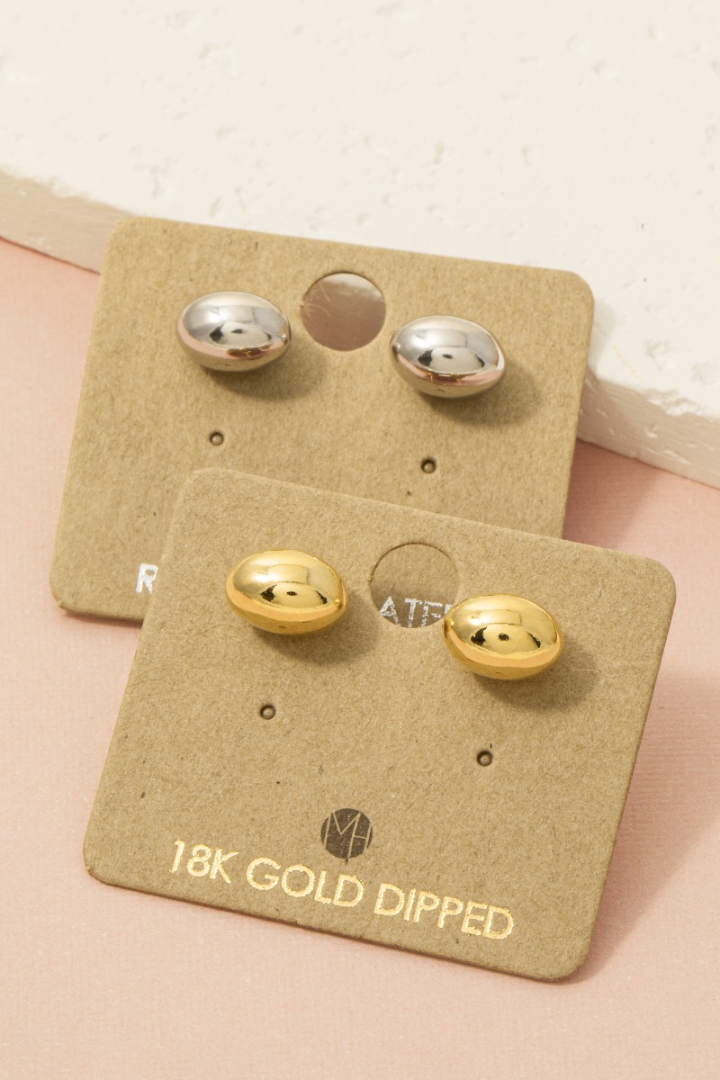 Oval Ball Stud Earrings