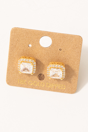 Square Rhinestone Stud Earrings