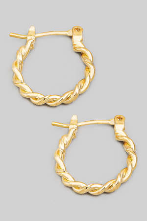 Metallic Latch Hoop Twist Earrings