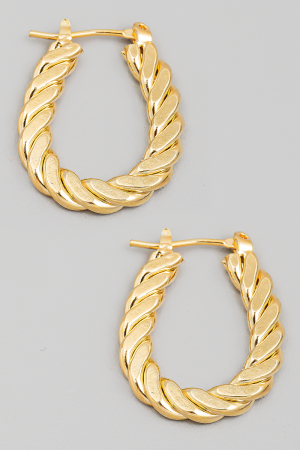 Flat Chain Twist Pincatch Hoop Earrings