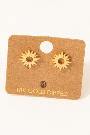 Gold Dipped Mini Sun Stud Earrings