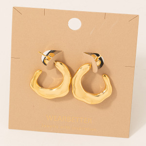 Abstract Metallic Hoop Earrings