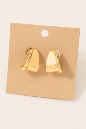 Wide Metallic Huggie Hoop Earrings
