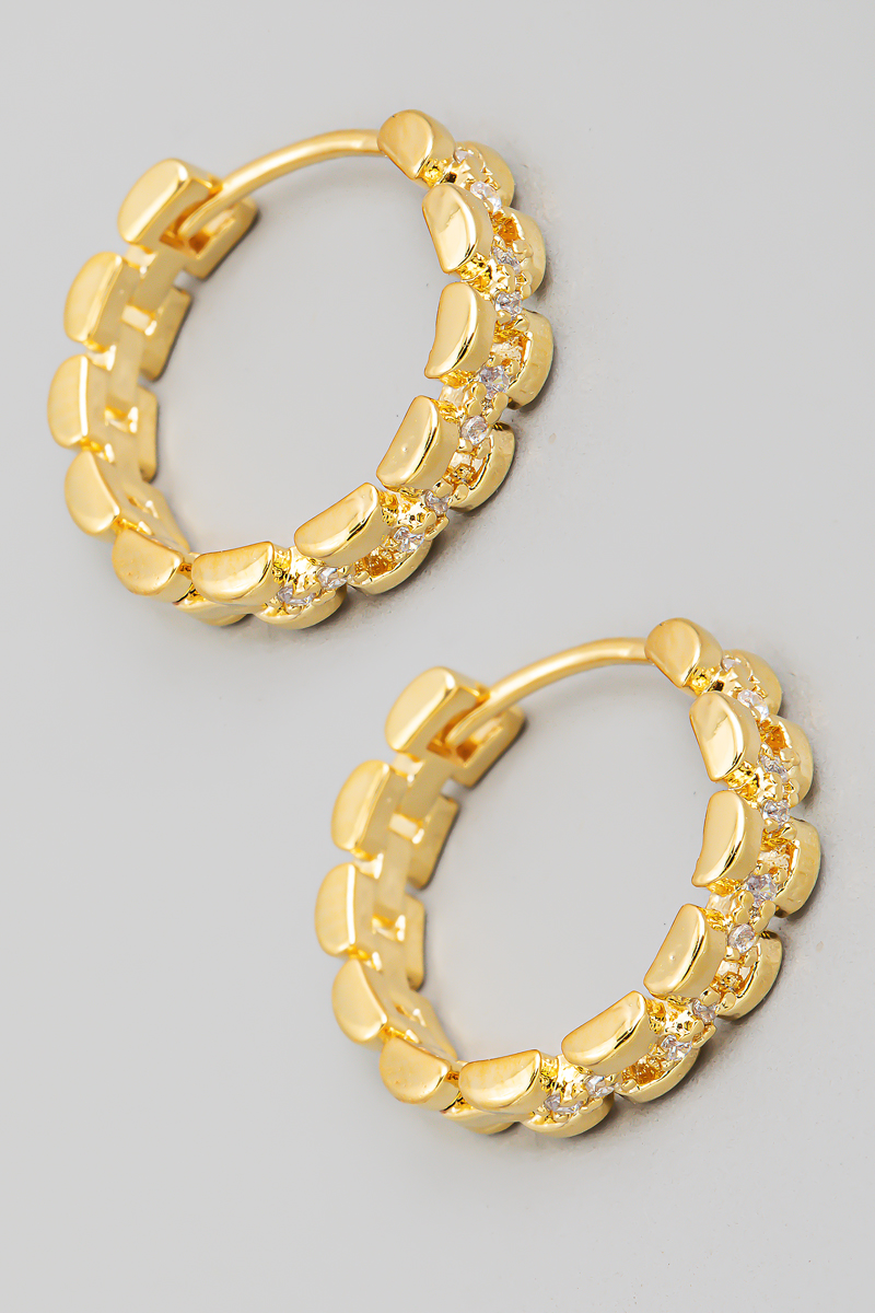 Studded Solid Chain Hoop Earrings