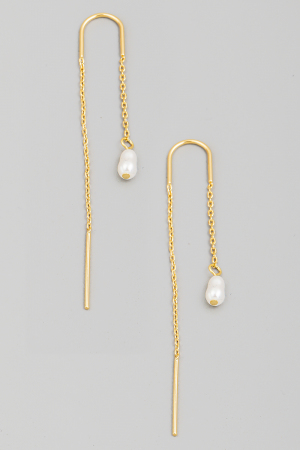 Pearl Bead Chain Threader Earrings