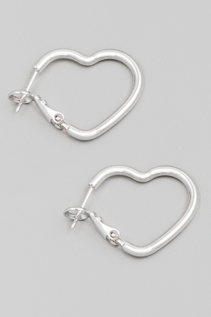 Small Metallic Heart Latch Hoop Earrings