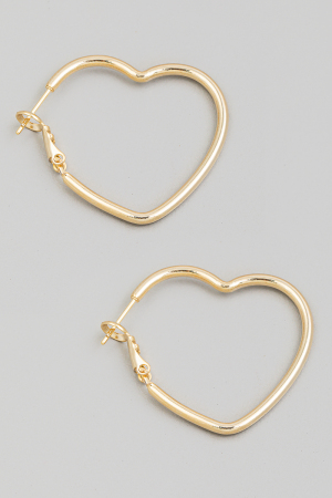 Metallic Heart Latch Hoop Earrings