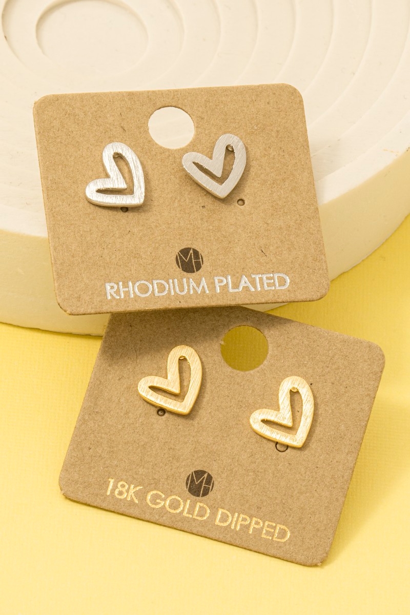 Gold Dipped Heart Stud Earrings