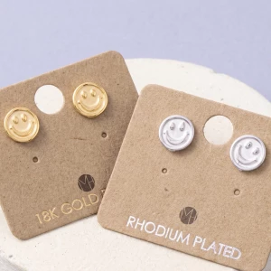 Matte Smiley Face Disc Stud Earrings