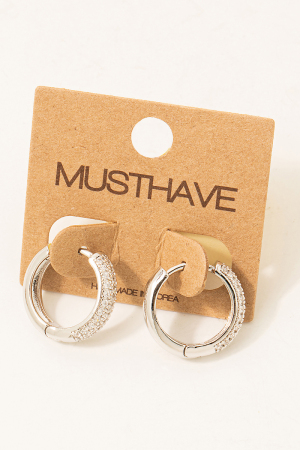 Pave Studded Latch Hoop Earrings