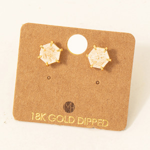 Mini Hexagon Gemstone Stud Earrings