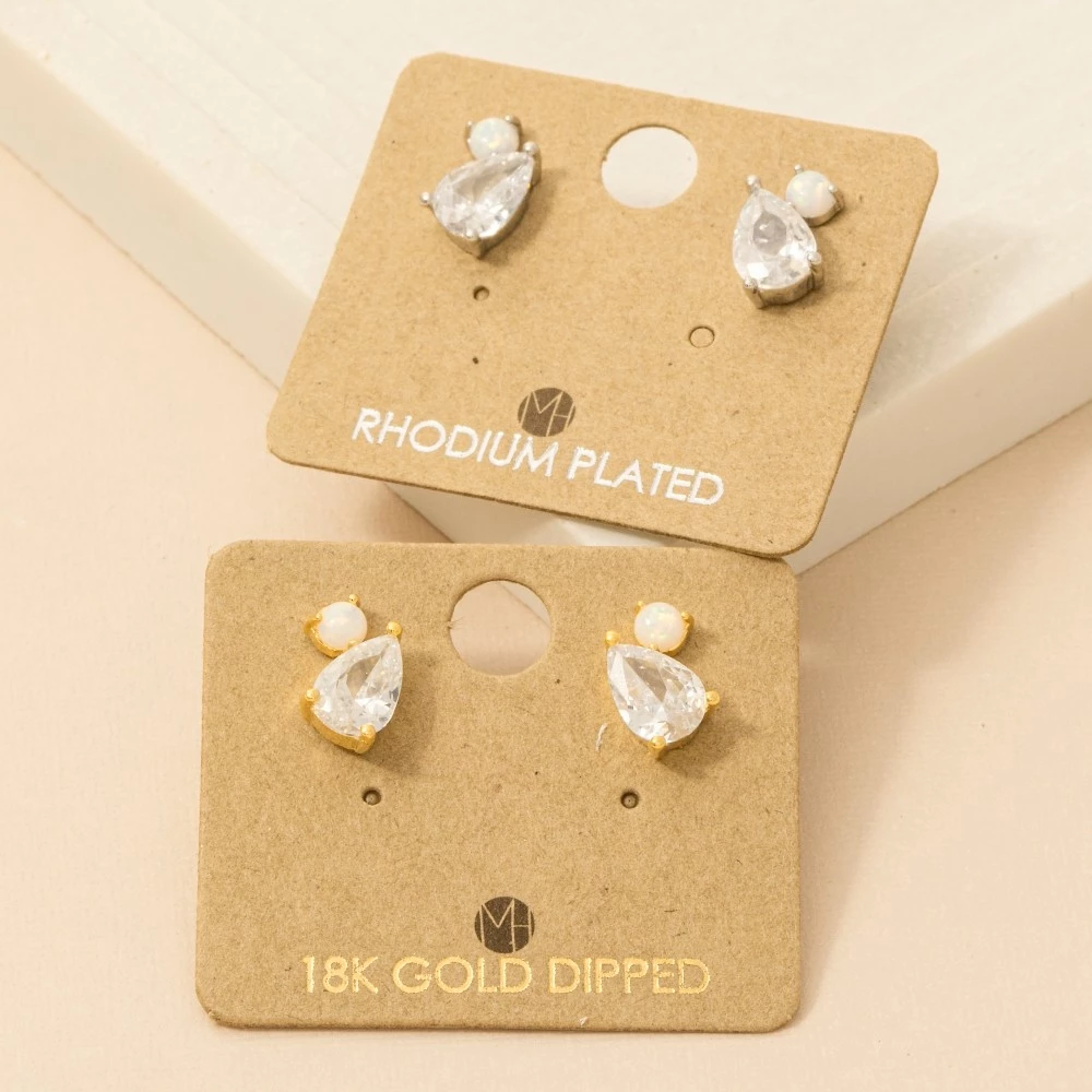 Rhinestone Teardrop Stud Earrings