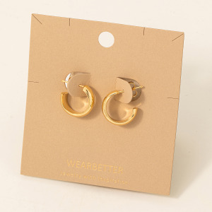 Metallic Small Flat Wide Latch Hoop Earrings