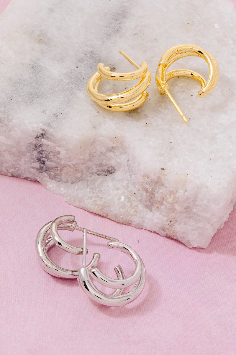 Mini Three Layered Hoop Earrings