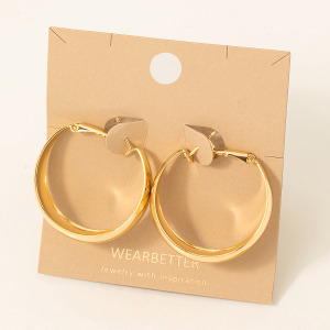 Metallic Flat Wide Latch Hoop Earrings