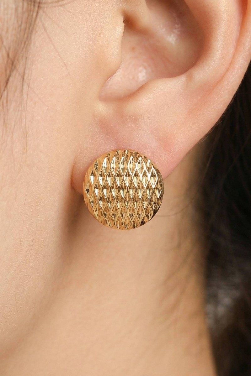 Metallic Textured Round Huggie Earrings