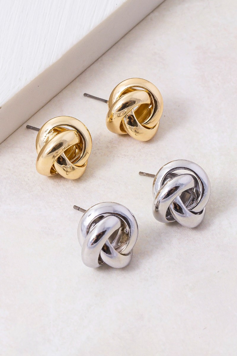 Metallic Knot Stud Earrings