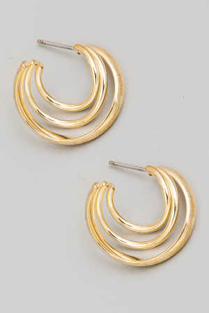 Triple Layered Metallic Hoop Earrings