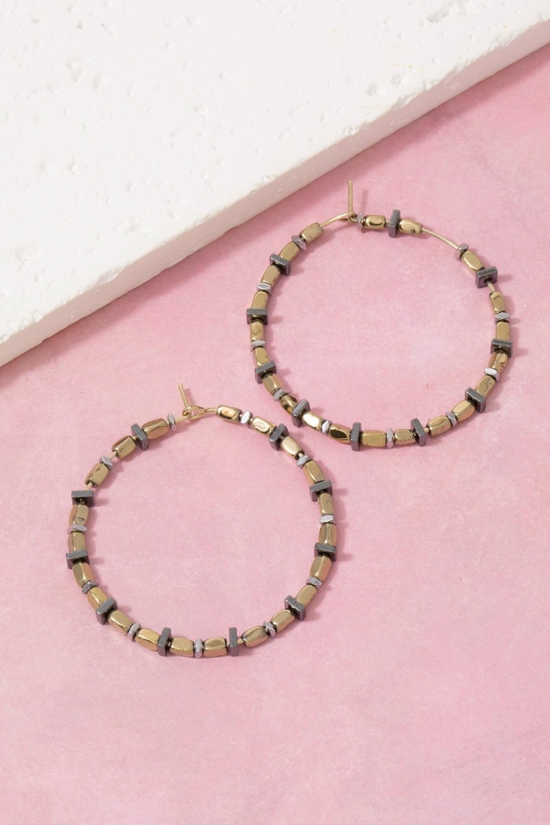 Assorted Bead Hoop Earrings