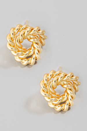 Metallic Braided Hoop Stud Earrings