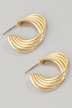 Solid Layered Metallic Hoop Earrings