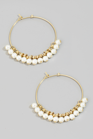Pearl Beaded Thin Circle Hoop Earrings