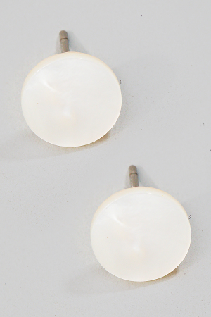 Flat Shell Disc  Stud Earrings
