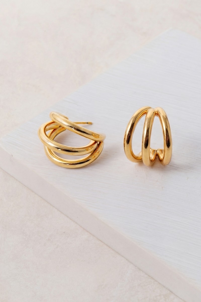 Stainless Steel Layered Tube Hoop Earrings