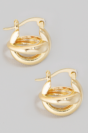 Circle X Huggie Earrings