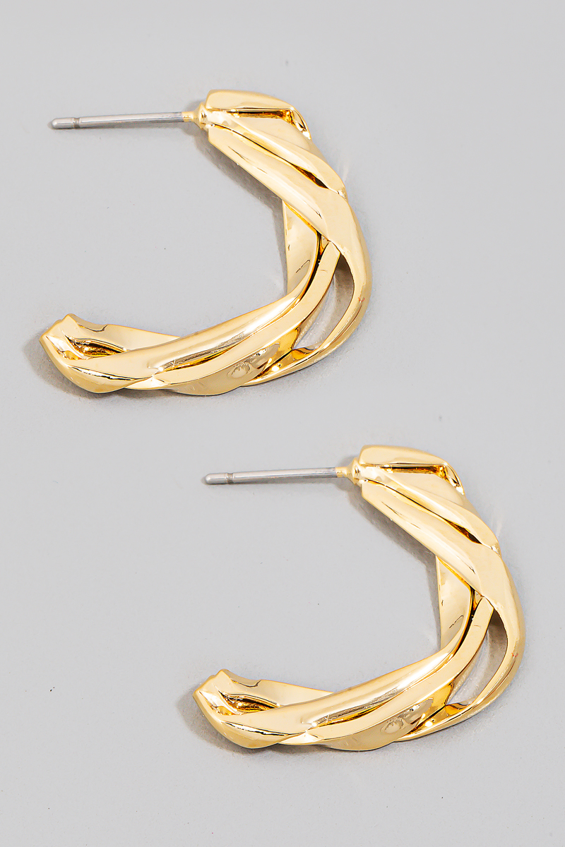 Flattened Layered Metallic Hoop Earrings