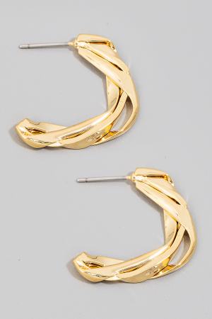 Flattened Layered Metallic Hoop Earrings