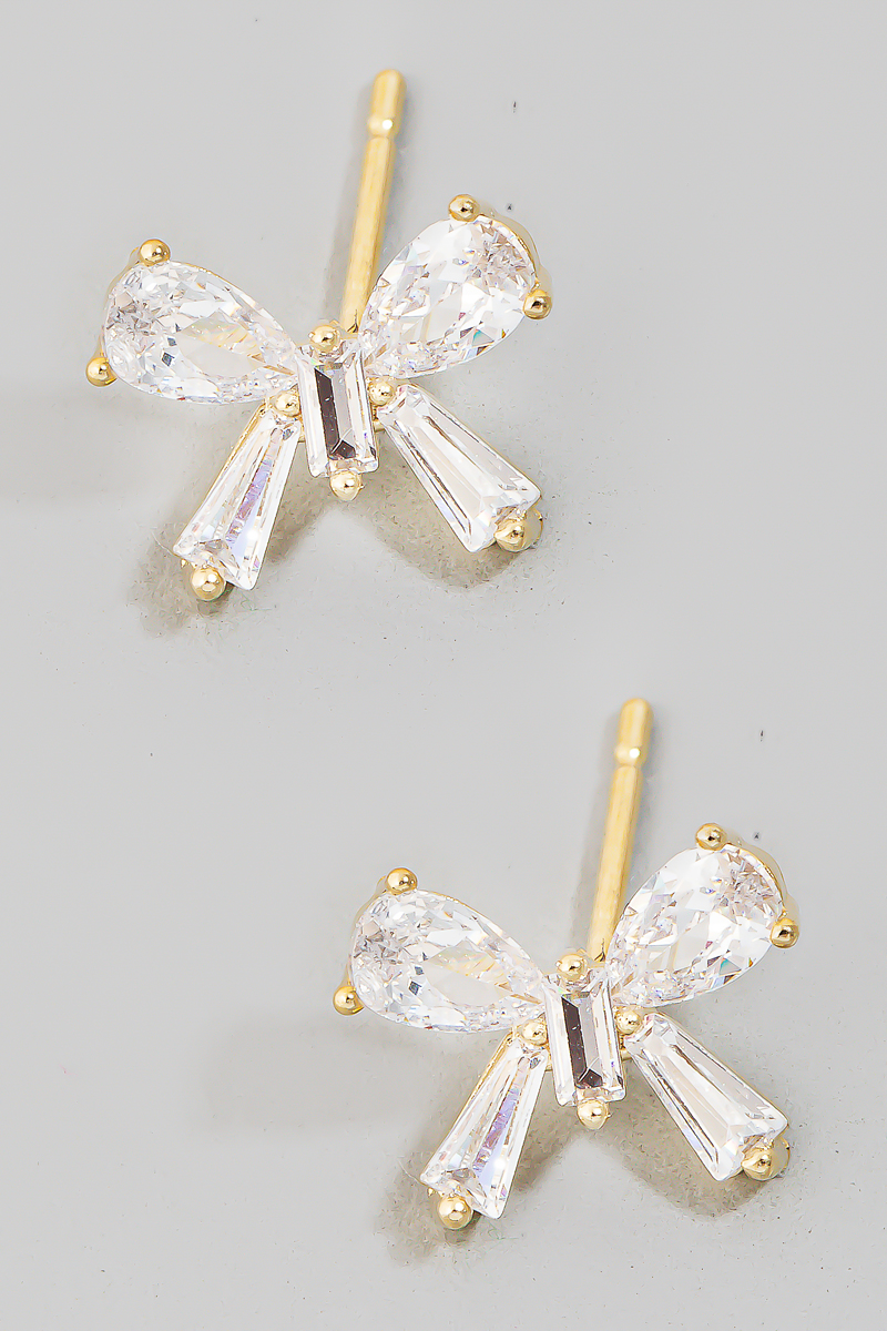 Cz Mini Butterfly Stud Earrings