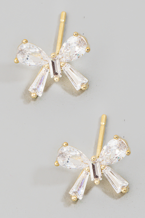 Cz Mini Butterfly Stud Earrings