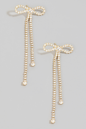Rhinestone Bow Tie Stud Dangle Earrings