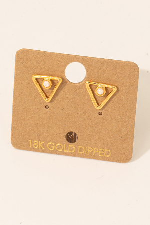 Gold Dipped Mini Triangle And Opal Stud Earrings