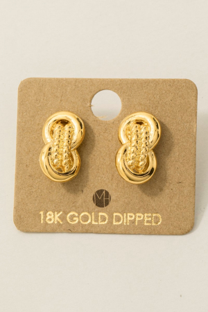 Gold Dipped Linked Hoops Stud Drop Earrings
