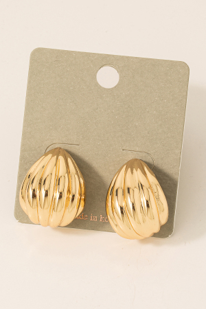 Wide Ridged Metallic J Hoop Earrings