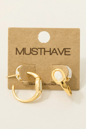 Opal Oval Stud Hoop Earrings