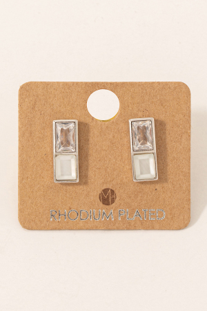 Mini Rectangle Rhinestone Stud Earrings