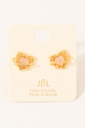 Floral Heart Stud Earrings