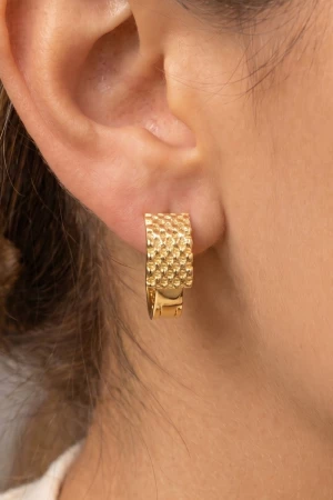 Gold Dipped Simple Flat Hoop Earrings