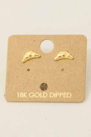Gold Dipped Croissant Stud Earrings
