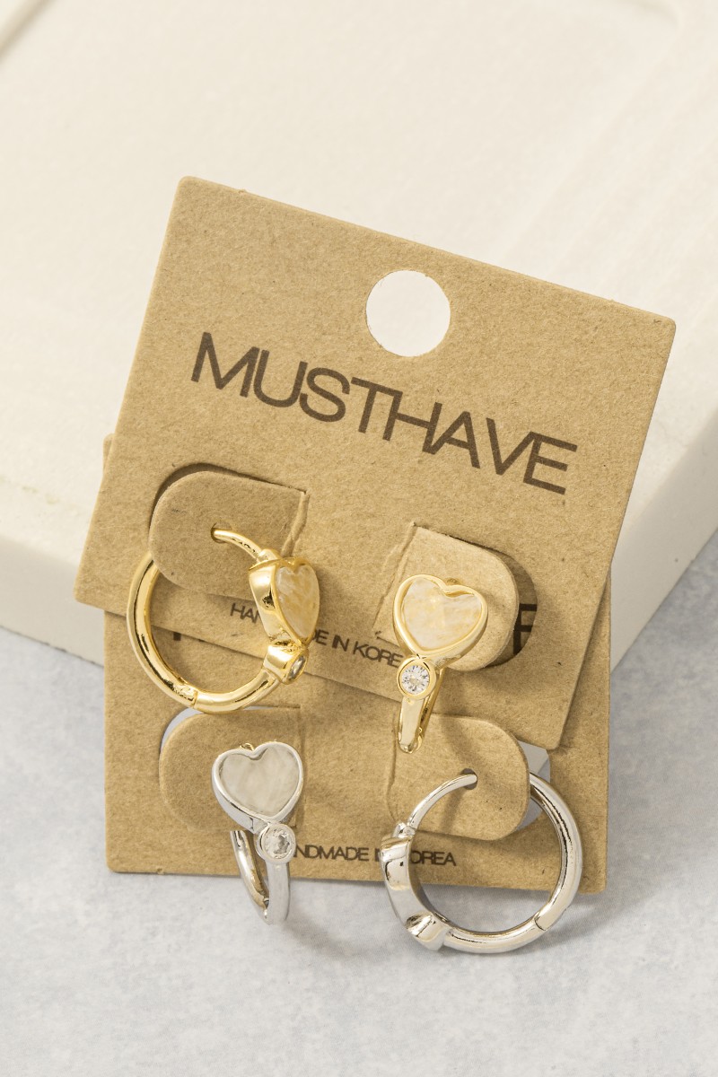 Mini Gemstone Heart Hoop Earrings