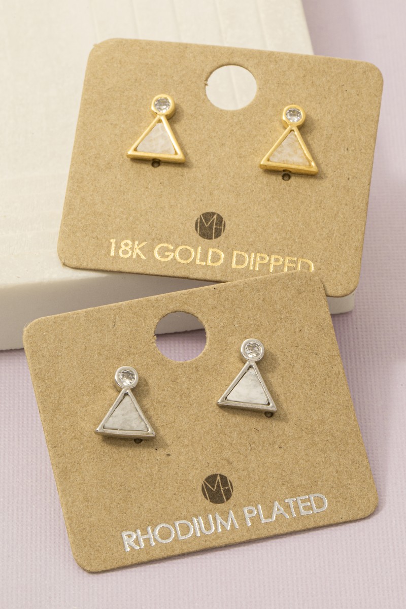 Mini Gemstone Triangle Stud Earrings