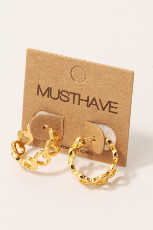 Gold Dipped Heart Link Hoop Earrings